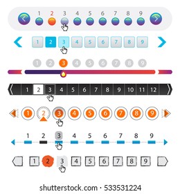 Pagination bars for website ore for digital user interface ore and mobile application design
. Vector illustration. Different styles of website pagination.