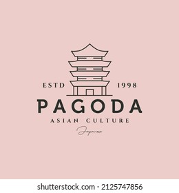 pagoda asian culture line art logo vector symbol illustration design