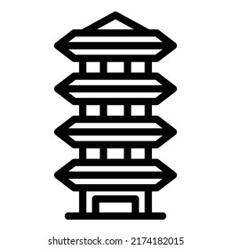 Pagoda Buddha Icon Outline Vector. Chinese Temple. Chinese House