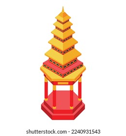 Pagoda building icon isometric vector. Asian palace. City temple