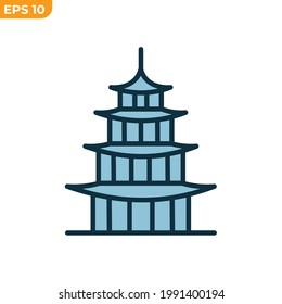pagoda building icon symbol template for graphic and web design collection logo vector illustration