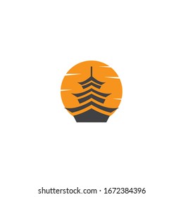 Plantilla vectorial de ilustración de edificio pagoda