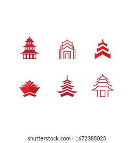Pagoda building illustration vector template