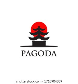 Pagoda building logo design vector illustration template
