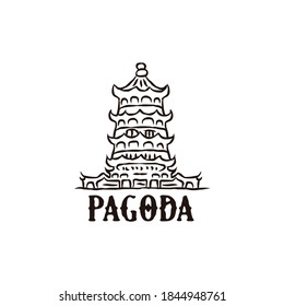 Pagoda building logo design vector template