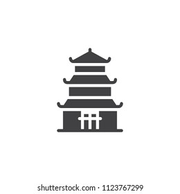 Pagoda building vector icon. filled flat sign for mobile concept and web design. Traditional Japanese pagoda simple solid icon. Symbol, logo illustration. Pixel perfect vector graphics