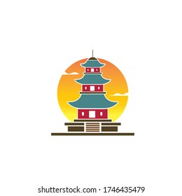 pagoda building vector icon illustration design