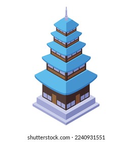 Pagoda construction icon isometric vector. Chinese building. Palace temple