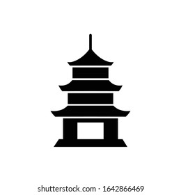 Pagoda with glyph icon vector 