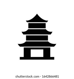 Pagoda with glyph icon vector 