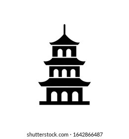 Pagoda with glyph icon vector 
