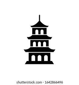 Pagoda with glyph icon vector 