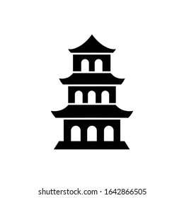 Pagoda with glyph icon vector 