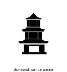 Pagoda with glyph icon vector 