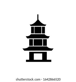 Pagoda with glyph icon vector 