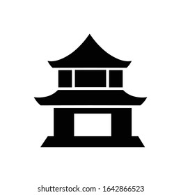 Pagoda with glyph icon vector 