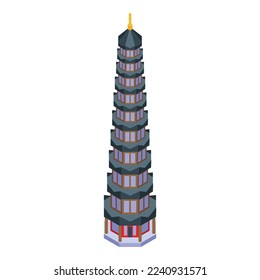 Pagoda house icon isometric vector. Chinese building. City temple