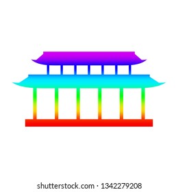 Pagoda icon in gradient paint style. Asian house
