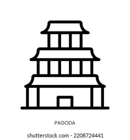 pagoda icon. Line Art Style Design Isolated On White Background