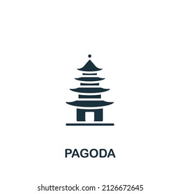 Pagoda icon. Monochrome simple icon for templates, web design and infographics