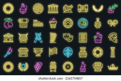 Pagoda icons set outline vector. Asian temple. Roof building vector neon