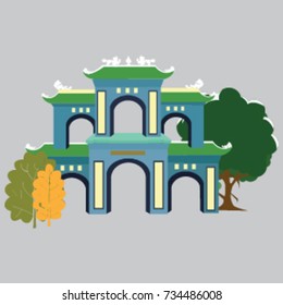 pagoda in illustration, Linh Ung pagoda in Da Nang - Vietnam