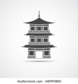 Pagoda illustration. Temple picture. Template for cover, web or business works.