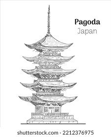 Pagoda japan hand drawing vector illustration 