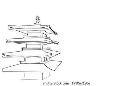 Pagoda japanese architecture drawing black