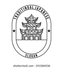 pagoda japanese logo vector line art design minimalist illustration