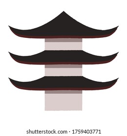 Pagoda Japanese vector single element. Japanese painting. Vector background of the country Japan.