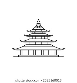 A Pagoda line art vector illustration