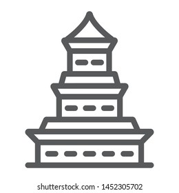Pagoda line icon, japan and architecture, japanese building sign, vector graphics, a linear pattern on a white background, eps 10.
