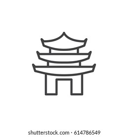 Pagoda line icon, outline vector sign, linear style pictogram isolated on white. Symbol, logo illustration. Editable stroke. Pixel perfect
