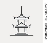 Pagoda line icon. Traditional national building of China, Nepal, Tibet, Indonesia, Japan, Vietnam. Asian stacked tower.  Symbol of Far East. Vector illustration editable stroke