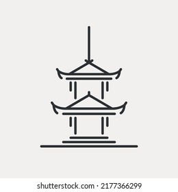 Pagoda line icon. Traditional national building of China, Nepal, Tibet, Indonesia, Japan, Vietnam. Asian stacked tower.  Symbol of Far East. Vector illustration editable stroke