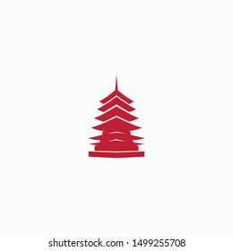 Pagoda Logo Icon Design Template - Vector