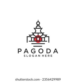 Pagoda logo icon design template flat	