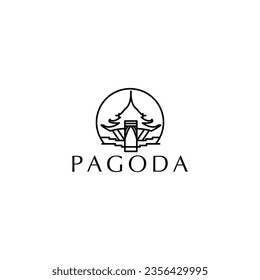Modelo de diseño de icono del logotipo de Pagoda plana	