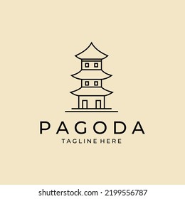 Pagoda logo icon line art vector design