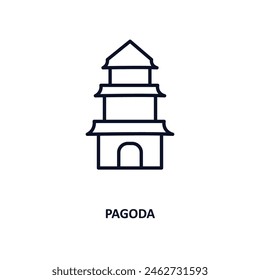 pagoda outline icon.  Thin line icon from buildings collection. Editable vector isolated on white background