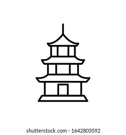 Pagoda with outline icon vector 