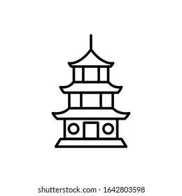 Pagoda with outline icon vector 