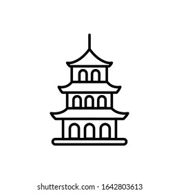 Pagoda with outline icon vector 