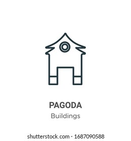 Pagoda outline vector icon. Thin line black pagoda icon, flat vector simple element illustration from editable buildings concept isolated stroke on white background
