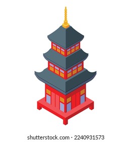 Pagoda palace icon isometric vector. Asian building. City temple