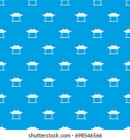 Pagoda pattern repeat seamless in blue color for any design. Vector geometric illustration