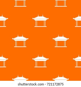 Pagoda pattern repeat seamless in orange color for any design. Vector geometric illustration