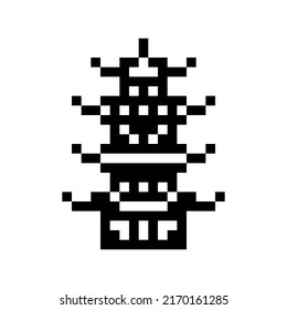 Pagoda Pixel vector graphics. Tiered tower. Simple icon. Symbol, logo illustration.