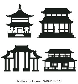  pagoda silhouette.  pagoda flat icon.  pagoda building